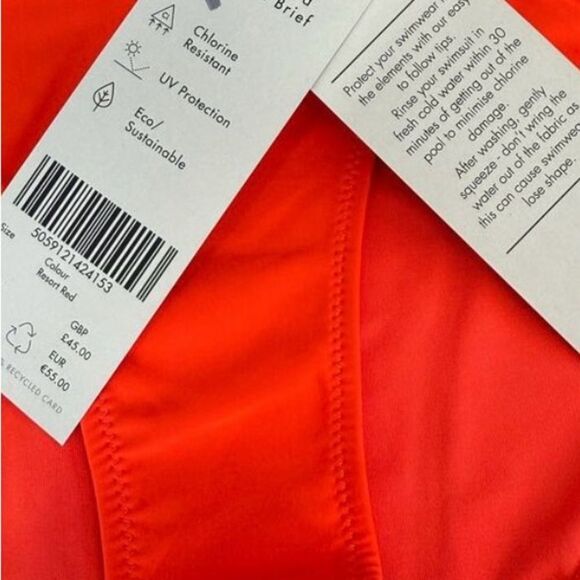 Sweaty Betty Peninsula Hipster Bikini Swim Bottoms Briefs Resort Red Sz XL - Picture 4 of 5